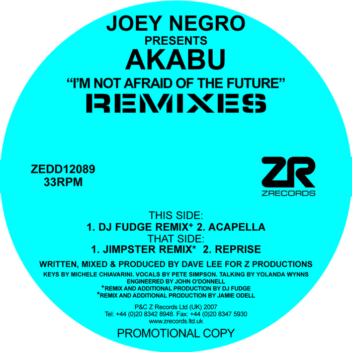 NEGRO, Joey presents AKABU - I'm Not Afraid Of The Future (remixes)