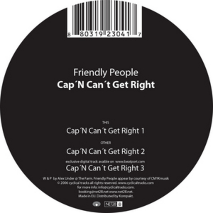 FRIENDLY PEOPLE - Cap N Can't Get Right