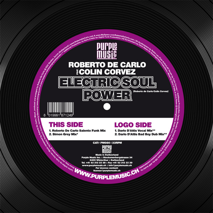 DE CARLO, Roberto feat COLIN CORVEZ - Electric Soul Power