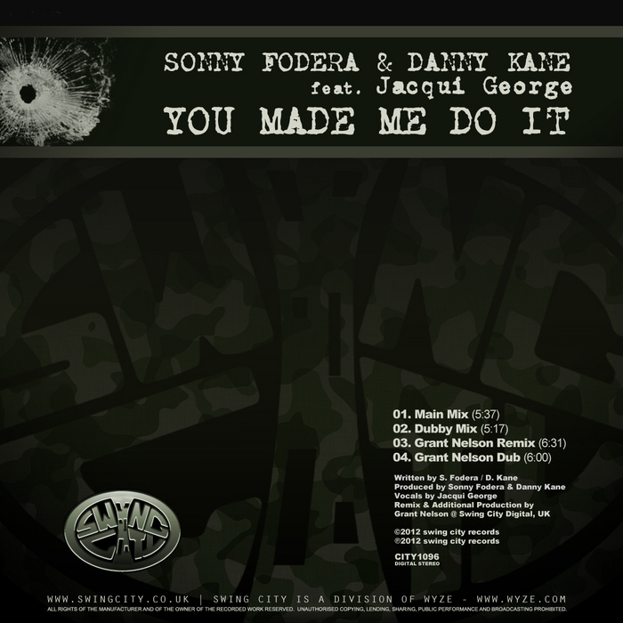 FODERA, Sonny/DANNY KANE feat JACQUI GEORGE - You Made Me Do It