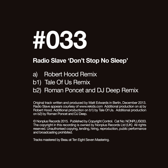 RADIO SLAVE - Dont Stop No Sleep