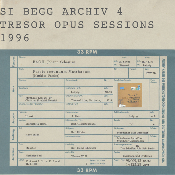 SI BEGG - Archiv 4: Opus Sessions 1996