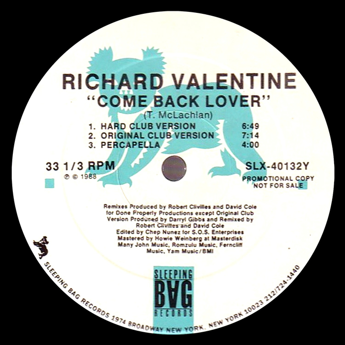 RICHARD VALENTINE - Come Back Lover (Remixes)